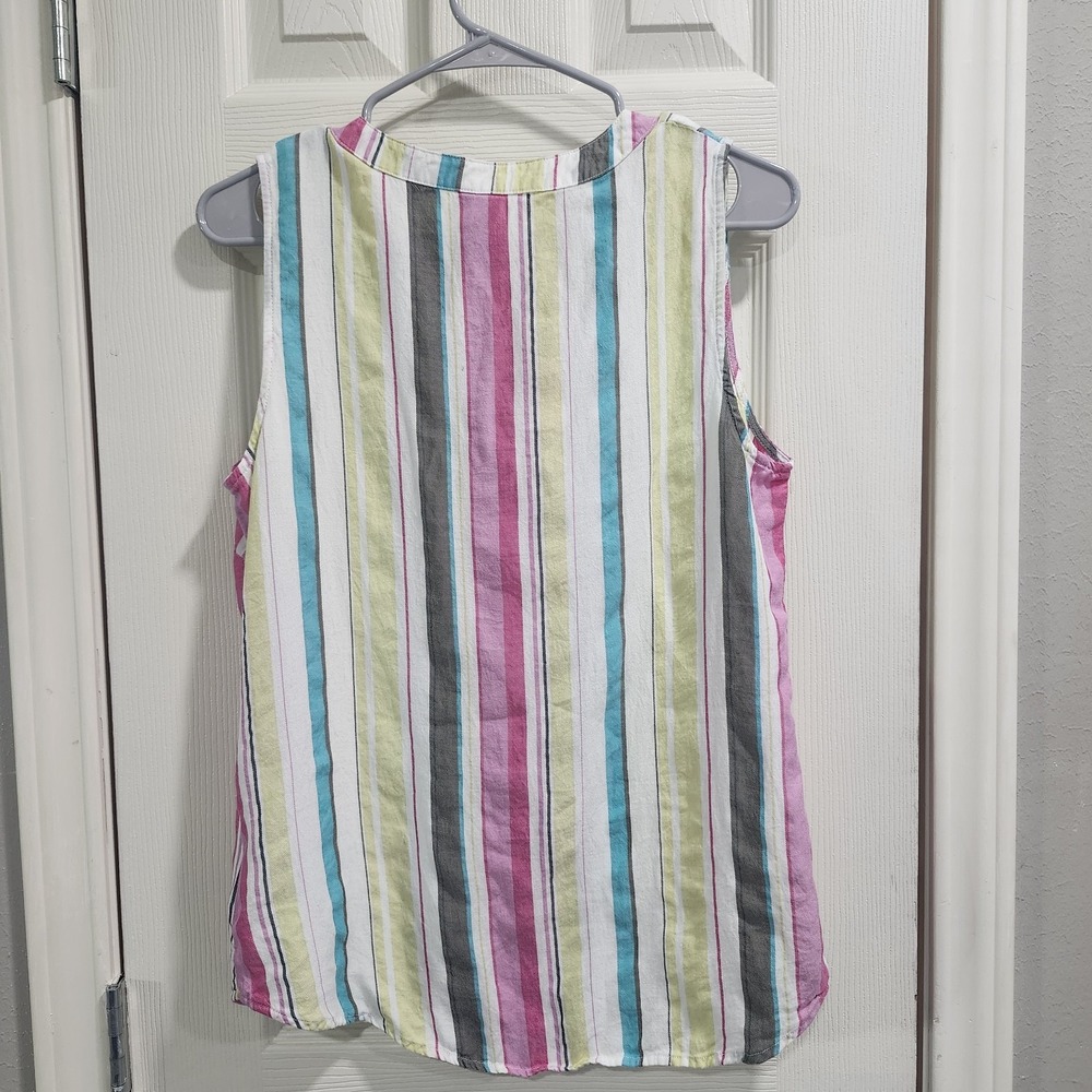 KUT From The Kloth Top Small Striped Sleeveless Split Neck Lyocell Blouse - Picture 7 of 8
